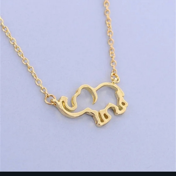 ππNEWππVERY NICE!! Hollow Elephant Necklace in GOLD Plating ππ - Picture 2 of 13